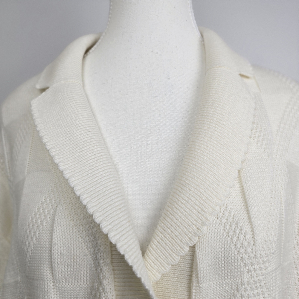 Michell Robin Vintage Cream Button-Down Knit Sweater with Scalloped Edges Sz M - Picture 5 of 9